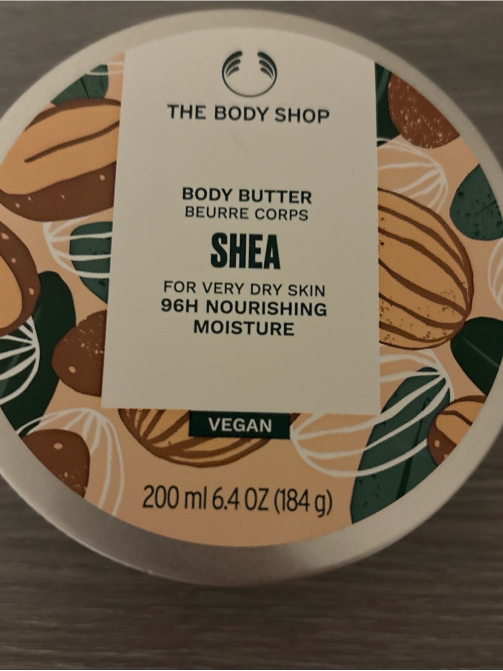 The Body Shop Shea Body Butter - Beige, Green & Brown Botanical Tin
